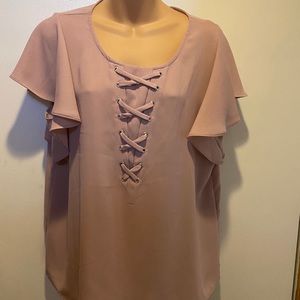 New With Tags Maurices Blush Lace-Up Blouse